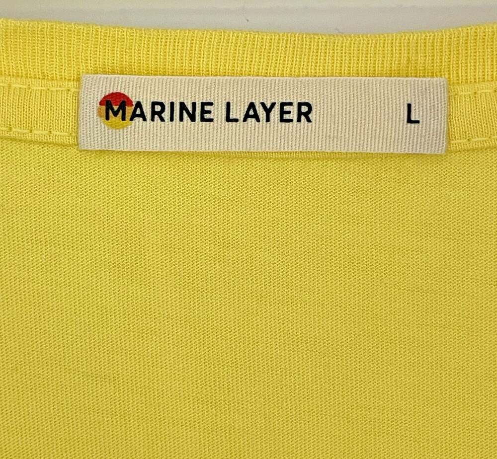 Marine Layer Mens L Yellow Corporate Revvity T-Shirt Relaxed Fit USA Made! EUC